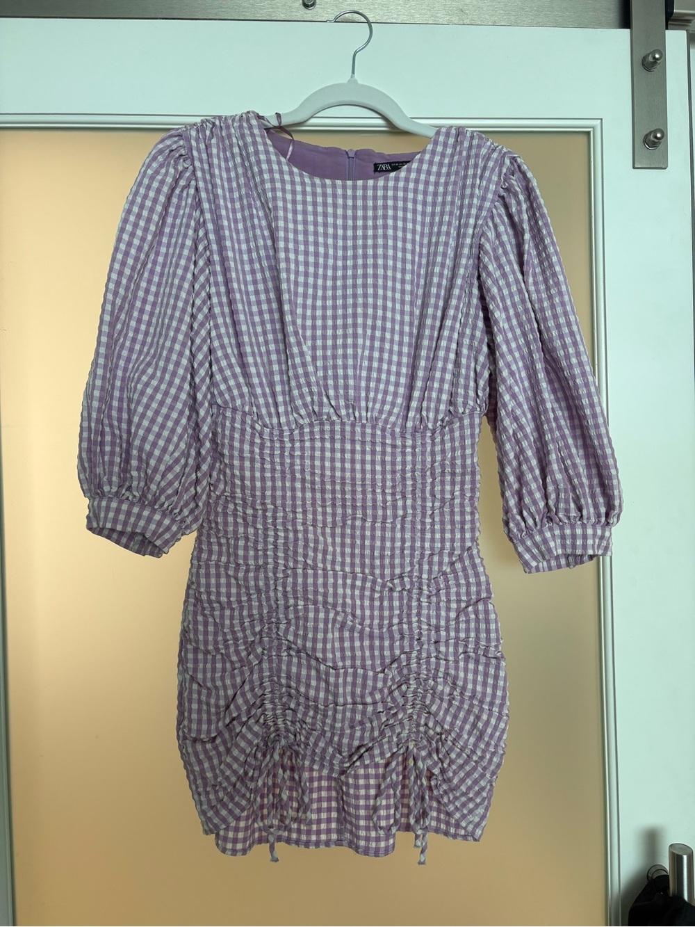 Zara Lilac and White Gingham Dress